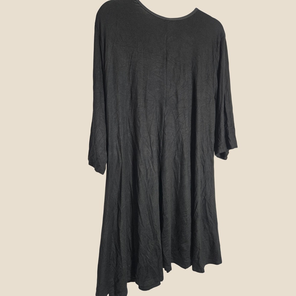 24seven Comfort Apparel Womens 3X Black Tunic Dress 3/4 Sleeve Scoop Neck New - Picture 7 of 14